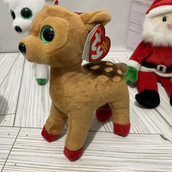 TY 3~Holiday Beanie Baby Christmas Peppermint , Tinsel and Santa - Picture 4 of 6